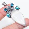 Natural Moonstone, Topaz Gemstone 925 Sterling Silver Jewelry Pendant 2.68" Z3m17