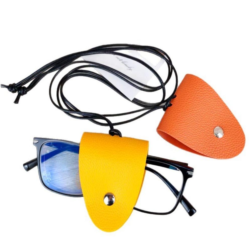Leather Eyeglasses Storage Bag Pendant Storage Hanging Rope Glasses Clip for Unisex
