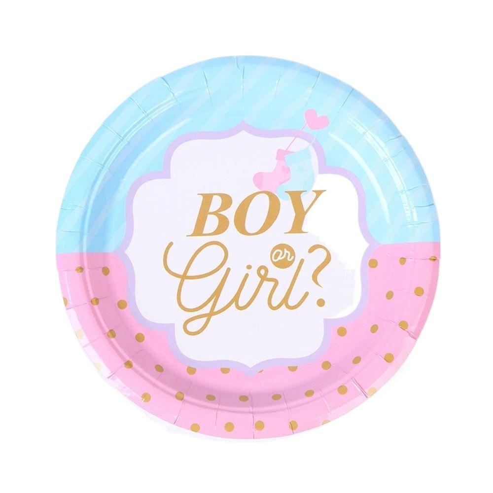Decoration Banner Baby Shower Gender Reveal Paper Plates Party Tableware Paper Cups Cutlery Set