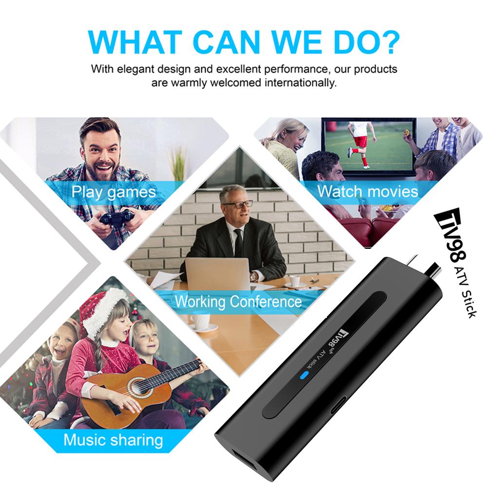 Android 14.0 TV Stick TV98 ATV 8K Smart TV Stick Allwinner H313 2.4G 5G Wifi Bluetooth 5.0 Network Media Player for Google YouTube NETFLIX