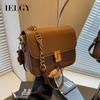 IELGY Korean Version of Fashionable Personalized Chain Small Square Bag, Brown Versatile Foreign Style Shoulder Armpit Bag