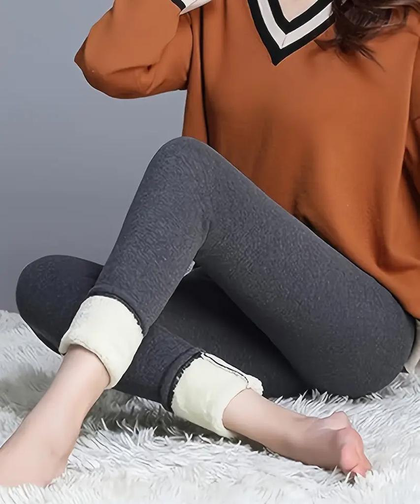Fleece Lined Leggings Women - Thick Soft High Waisted Black Tummy Control Thermal Warm Velvet Pants for Cold Winter