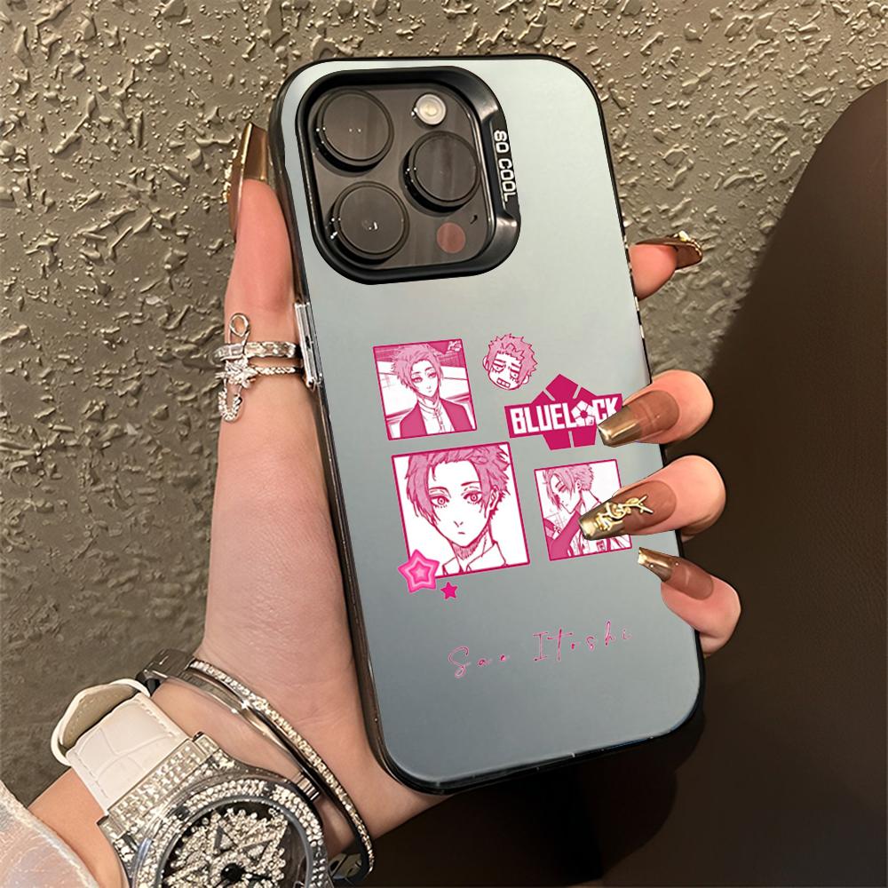 Itoshi Sae B-Blue L-Lock Phone Case For iPhone 16,15,14,13,12,11,Pro,Max,Plus,Mini,XS,SE Anti Fall Black Matte Hard Bumper