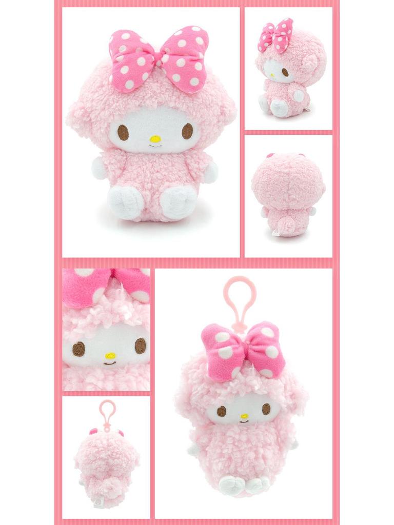 Кошелек для монет Sanrio Little Sheep Strawberry Piano с бантом и шармом-подвеской в виде крема.