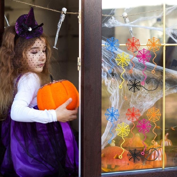 30Pcs Sticky Spiderweb Halloween Decorations For Kids Student Classroom Prize Holiday Party Decoration Random Color