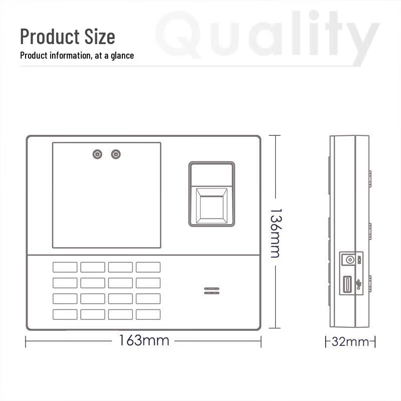 Deli T999W Facial & Fingerprint Recognition Attendance Machine CN plug (adapter included)