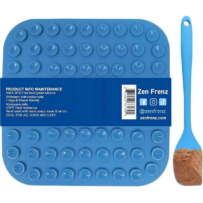 Premium Lick Mat for Dogs & Cats with Suction Cups and Spatula Spreader for Pet Separation Anxiety Relief, Slow Feeder, Perfect with Peanut Butter,
