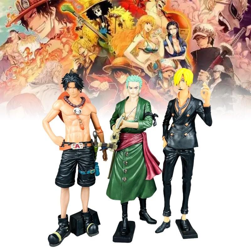 High Quality Pvc Anime Figure Set Featuring Confident Zoro Ace And Sanji Models