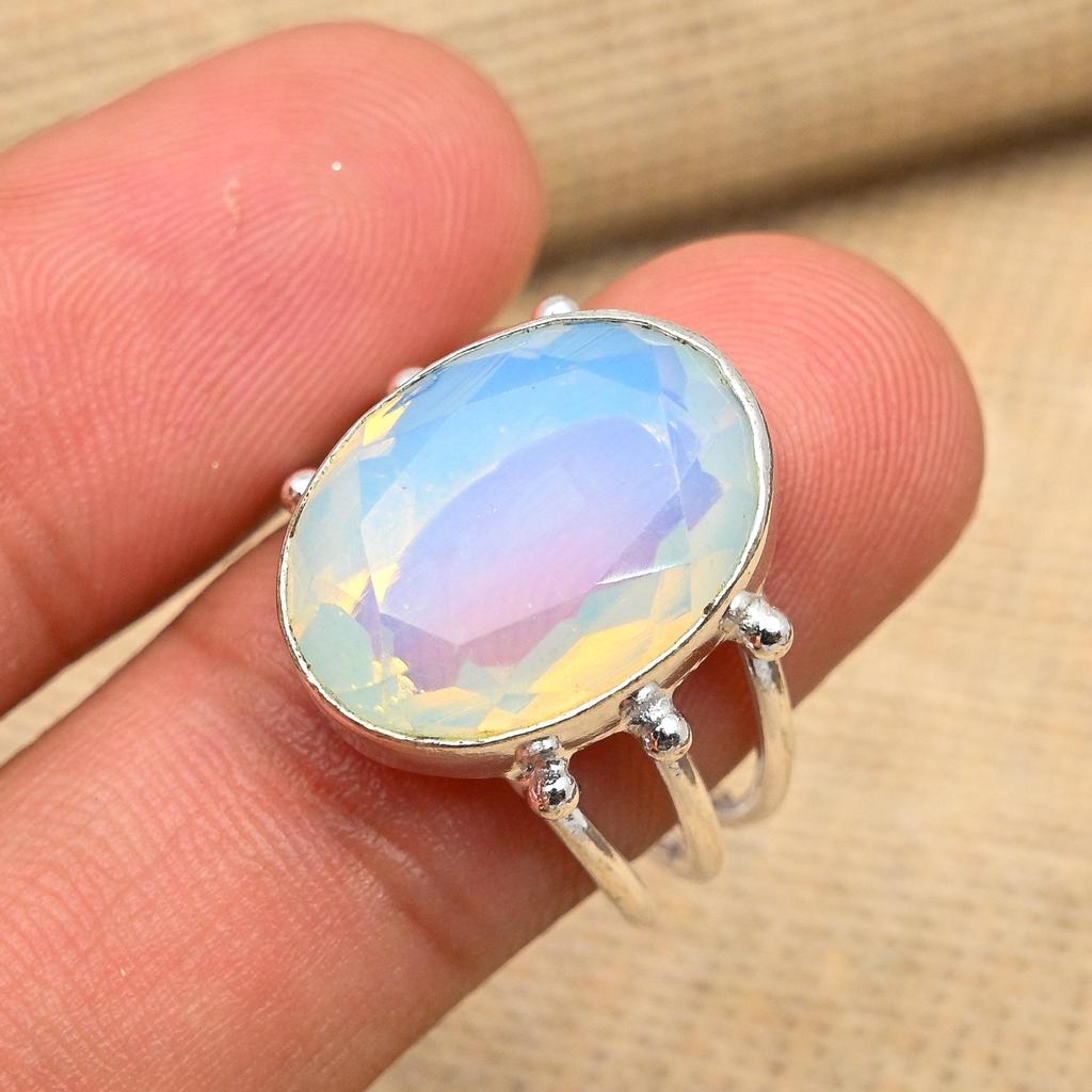 Великолепный молочный опал, драгоценный камень, стерлинговое серебро 925 пробы, милые ювелирные кольца ручной работы для нее
