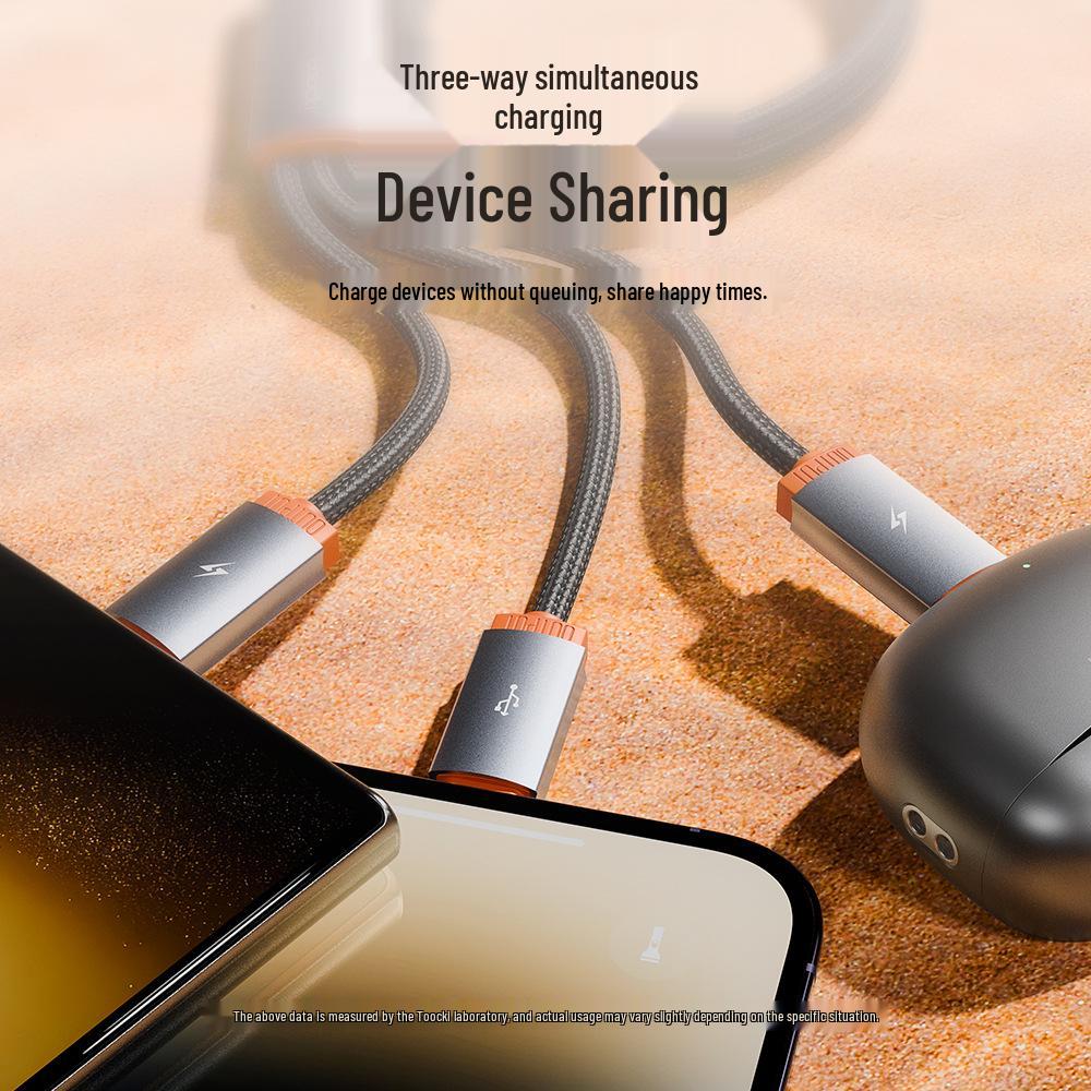 3-в-1 Зарядный кабель Toocki для Samsung, Huawei, Apple 14/13 - Кабель для передачи данных и зарядки нескольких устройств.