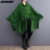 Dimanaf 2023 Plus Size Summer Women Blouse Bat Chiffon Solid Lady Tops Tunic Tees Shirt Oversize Loose Casual Clothing Green