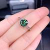POMOiii 2 CaratsTemperament Elegant Round Green Shape Opening Rings For Women Zircon Engagement Party Fine Jewelry Gift