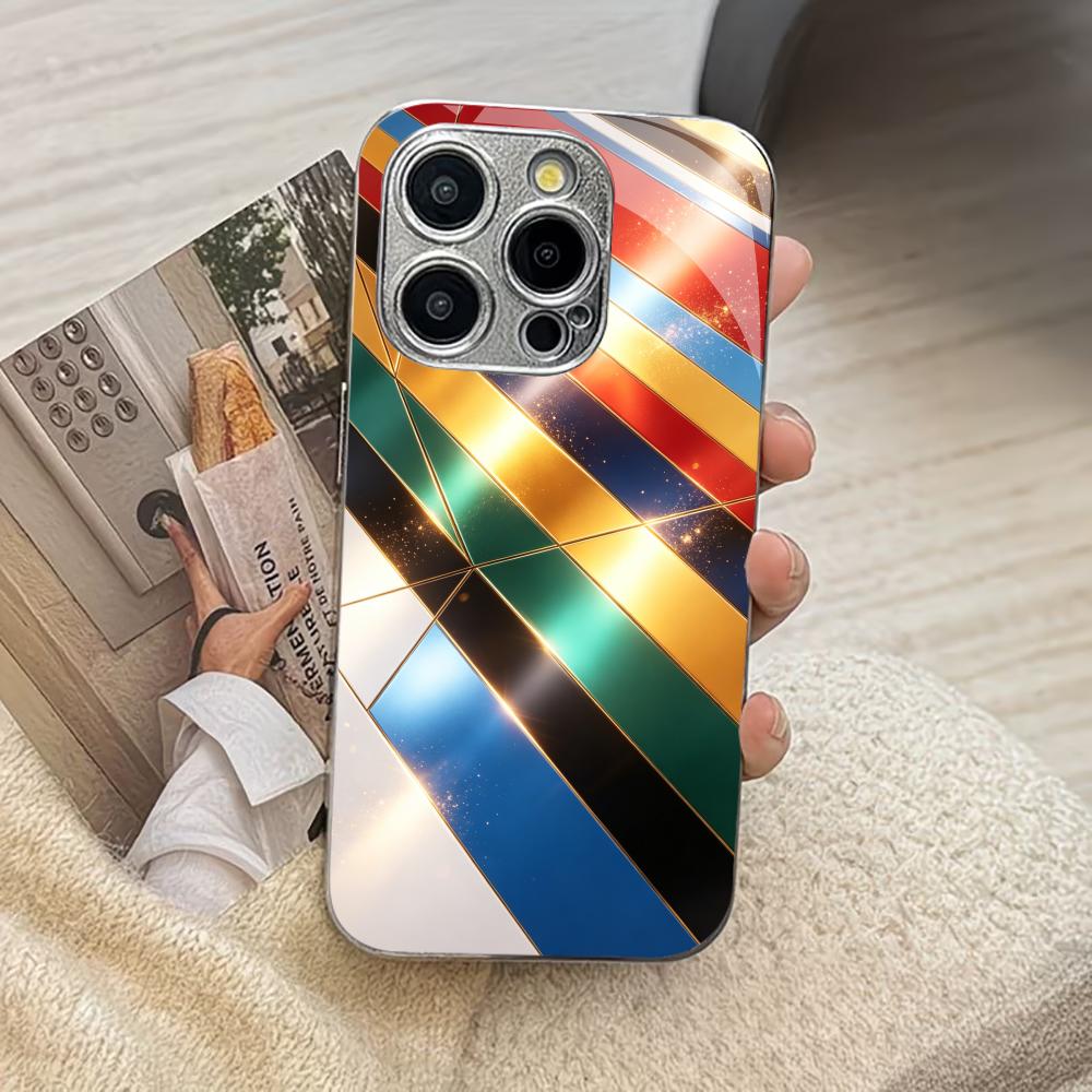 Красочный геометрический полосатый чехол для телефона funda iphone для iPhone 17 pro max чехол-стекло для iPhone 17 16 15 14 13 12pm Pro Plus