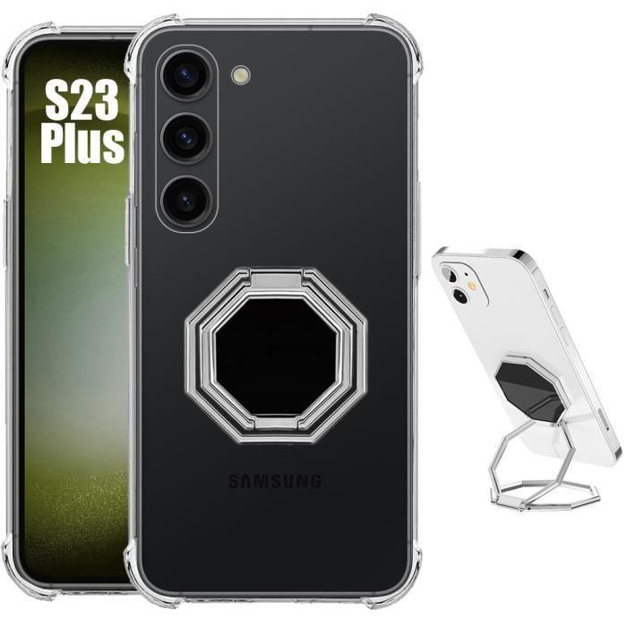 Case for Samsung Galaxy S23 Plus - BOOLING - Transparent Silicone Ultra Slim Shockproof with Multi-Angle Rotation Stand