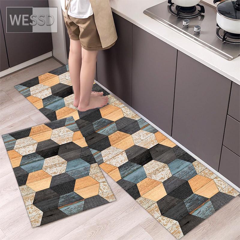 Ковер с геометрическим принтом для кухонного пола 40x60 см 40x120 см, 2 шт., простой прикроватный коврик для спальни, ванной, коврик для дорожки, коврик для дома