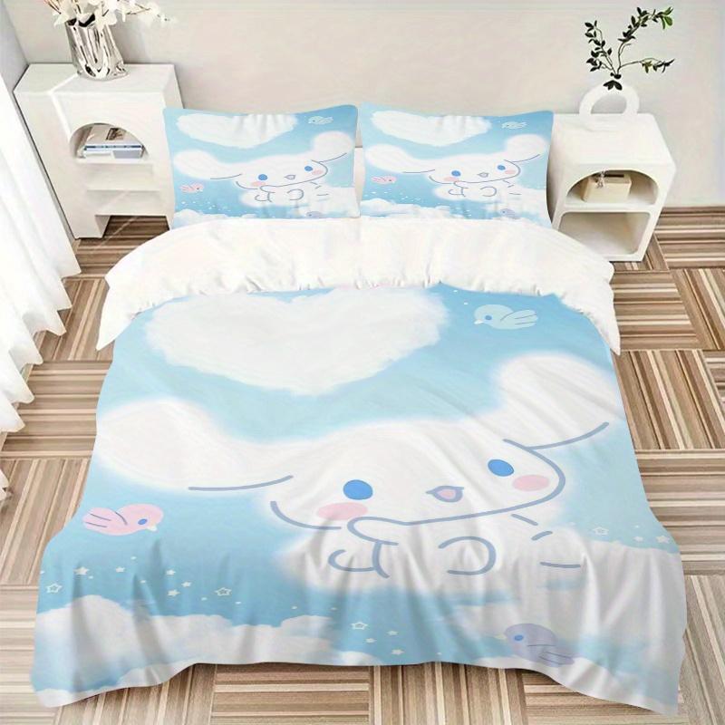3pcs Love Cinnamoroll Sanrio Print Cover Set Ultra Soft, Breathable, and Comfortable Bedding with Stylish Design for Bedroom and Guest Room Decor