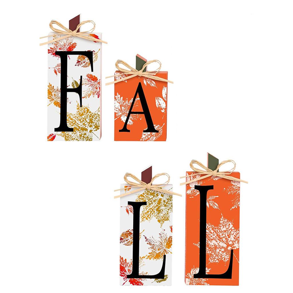Natural Wooden Fall Lettered Sign Block Tiered Tray Decors Thanksgiving Autumn Home Accent For Seasonal Shelf Display