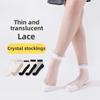 5 Pairs Female Spring Flower Edge Crystal Stockings Thin Summer Sweat Absorption Tube Female Stockings Glass Stockings