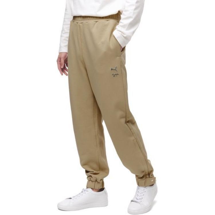 PUMA X Maison Kitsune Casual Pants Unisex Light Khaki Moderate Straight Fit Pants 532326-96