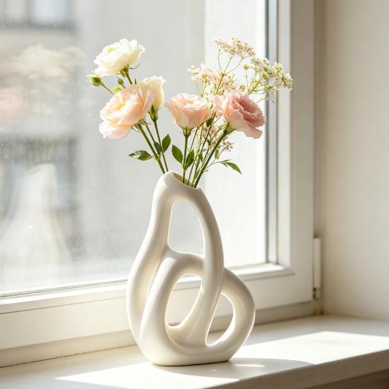 Modern Abstract Vase Minimalist Grass Flower Vase Decorative Intertwined Pampas for Table Centerpieces