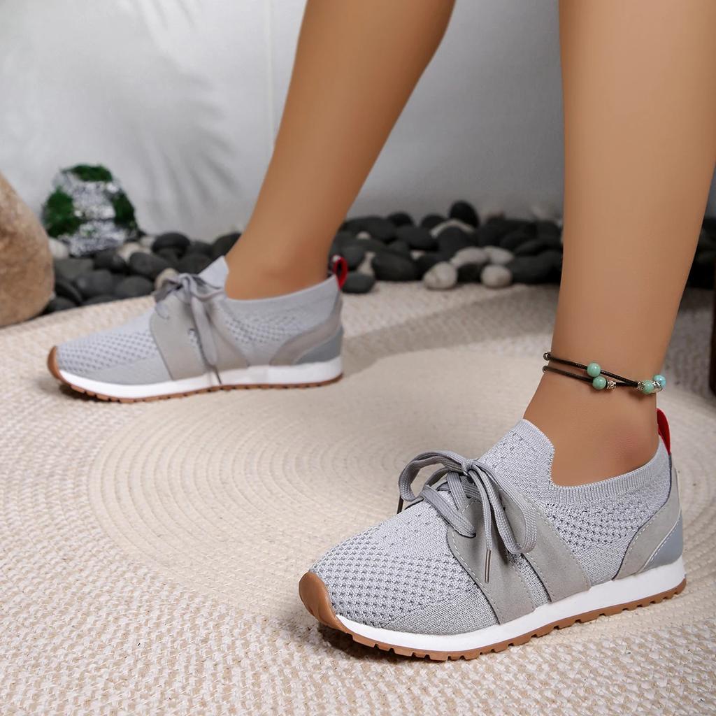 2024 Лидер продаж, женская обувь на шнуровке, вулканизированная, модная, большого размера, женская повседневная обувь, новые сетчатые кроссовки с круглым носком