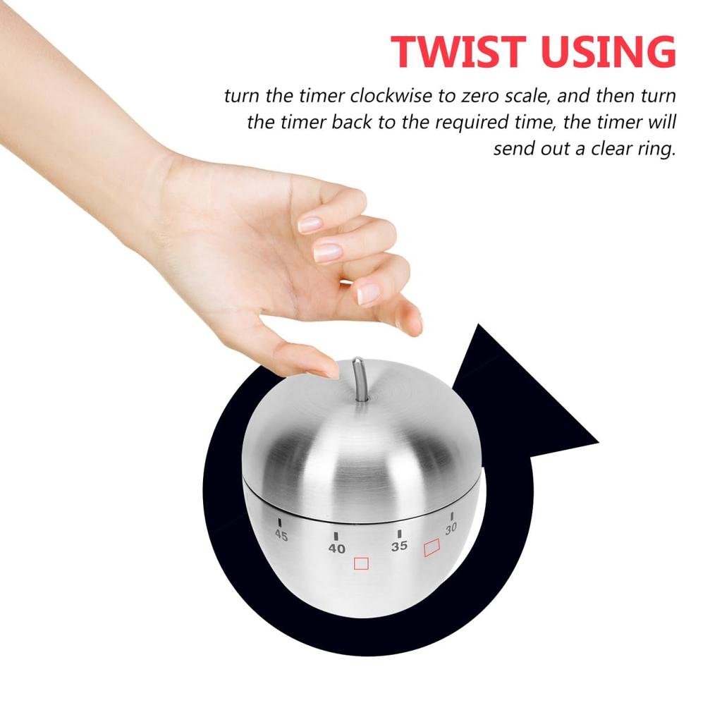 Ciieeo Metal Apple-Shaped Kitchen Timer, Mechanical Cooking Timer, Portable and Battery-Free, Ideal for Cooking Time Management