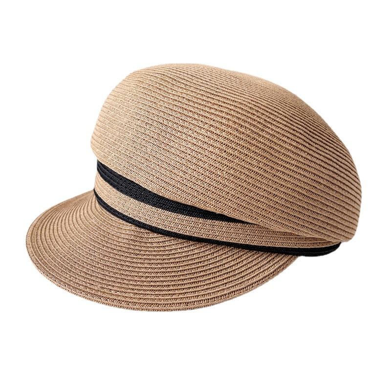 Японская полосатая шляпа газетчика контрастного цвета, женская летняя солнцезащитная соломенная шляпа, оригинальная кепка Suefeng, простая темно-синяя кепка