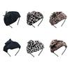 Bowknot Hairhoop Half Caps for Women Elegant Leopard Pattern Headband Nonslip Sweet Fascinator Hairband for Formal Dress