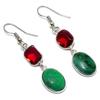 Natural Ruby Zosite, Garnet Gemstone 925 Sterling Silver Earring 1.97" K9q59