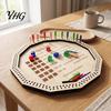 Dice Board Game Wooden Farkle Tray, with 6 Dice, 8 Colorful Pegs, Multi-player Interactive Scoreboard Game, Classic Tabletop for Travel Family