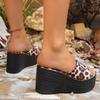 Женские леопардовые тапочки летние туфли на танкетке пляжные тапочки женские модные повседневные босоножки на платформе шлепанцы женские Zapatos De Mujer