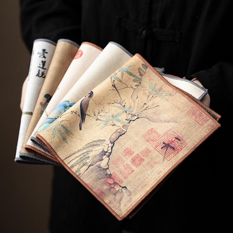 Chinese Style Guochao Creative Rectangular Tea Banquet Thickened Absorbent Tea Towel Kung Fu Tea Ceremony Accessories