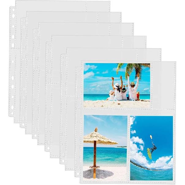 Sooez 30 шт. Прочные кармашки для фотографий для 3-кольцевого альбома (240 картинок), Пластиковые страницы для альбома 3,5x5, Прозрачные архивные кармашки, Страницы для папки