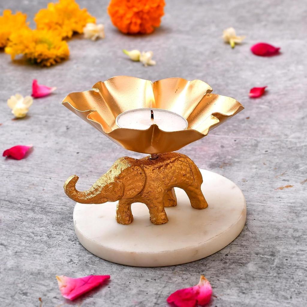 Elegant Elephant Metal Tea Light Candle Holder Diwali Decoration Item for Home Decor Gift - Modern Design, Wedding Decoration