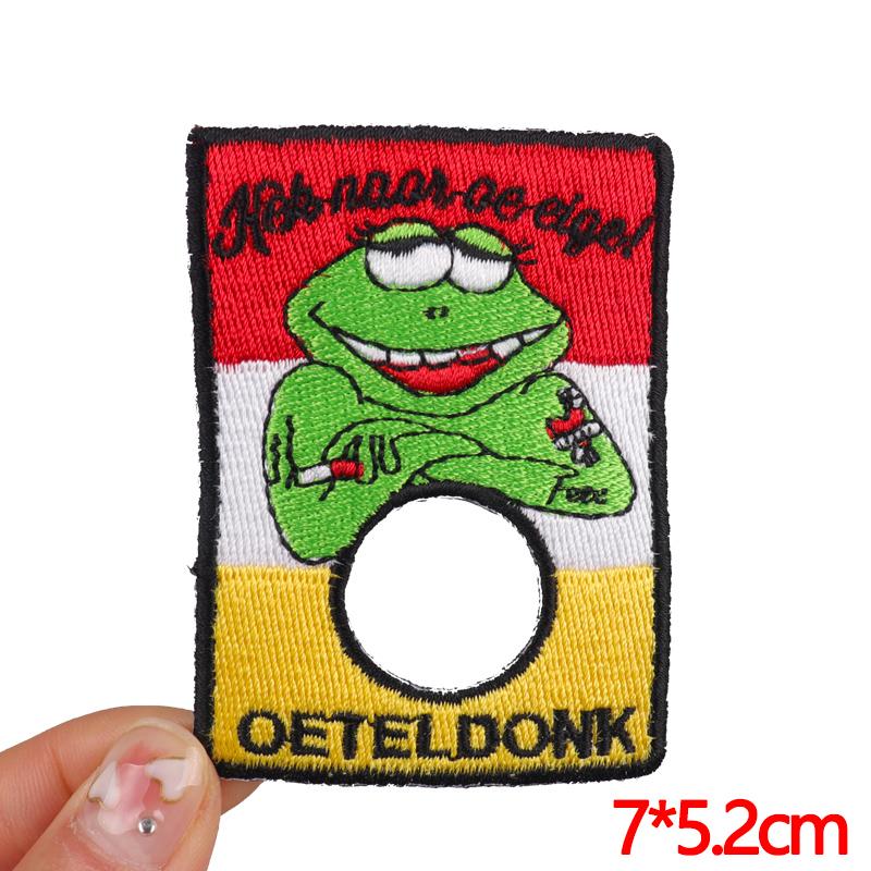 Netherland Oeteldonk Emblem Embroidered Patches Frog Patch Netherland Carnival Patches For Clothing Uniform DIY Iron On Patches