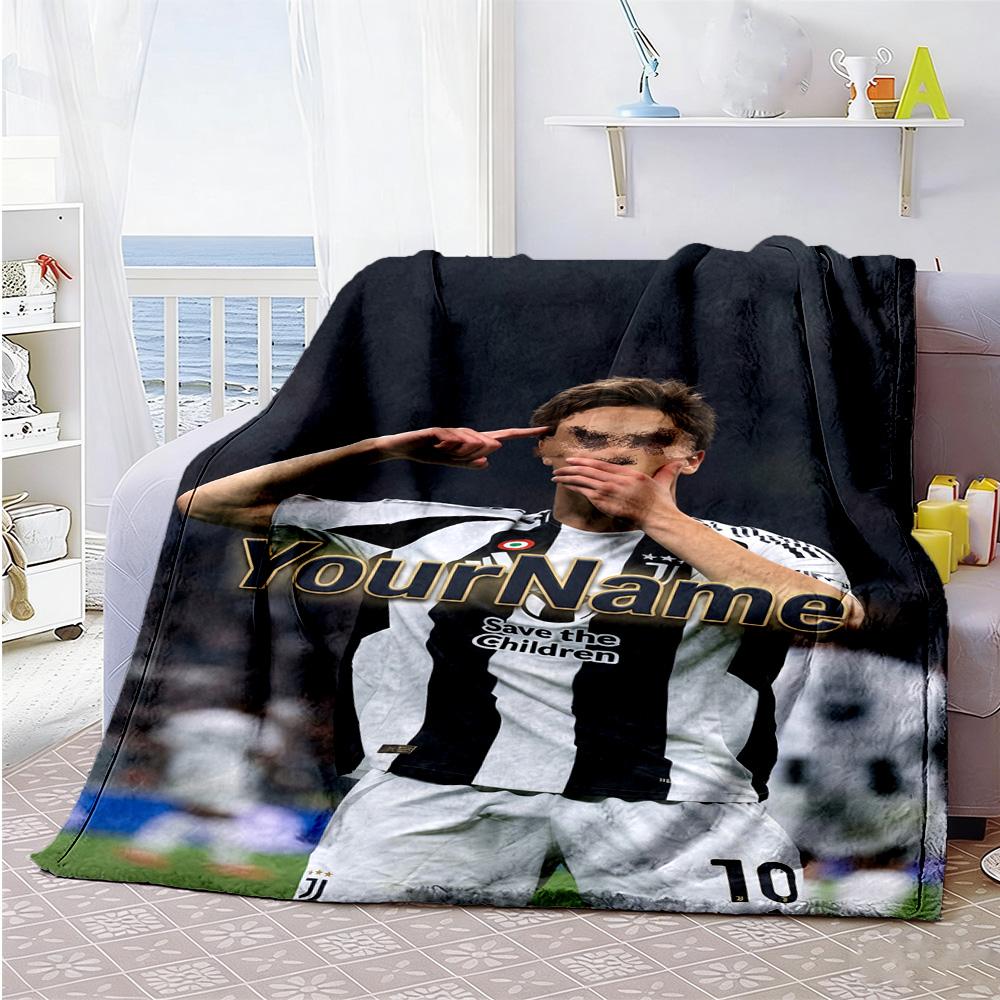 Juventus Customize Text Blanket Multi-purpose Customizable Blanket Soft & Cozy for Livingroom Picnics Living Room Seaside Ideal for All Seasons