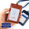 Second Layer Cowhide ID Badge Holder Business Work Card Holders with Neck Lanyard Women Men Formal Staff Office Worker Supplies ID Card Case