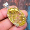 Charming Golden Rutile Gemstone Handmade 925 Sterling Silver Jewelry Pendant