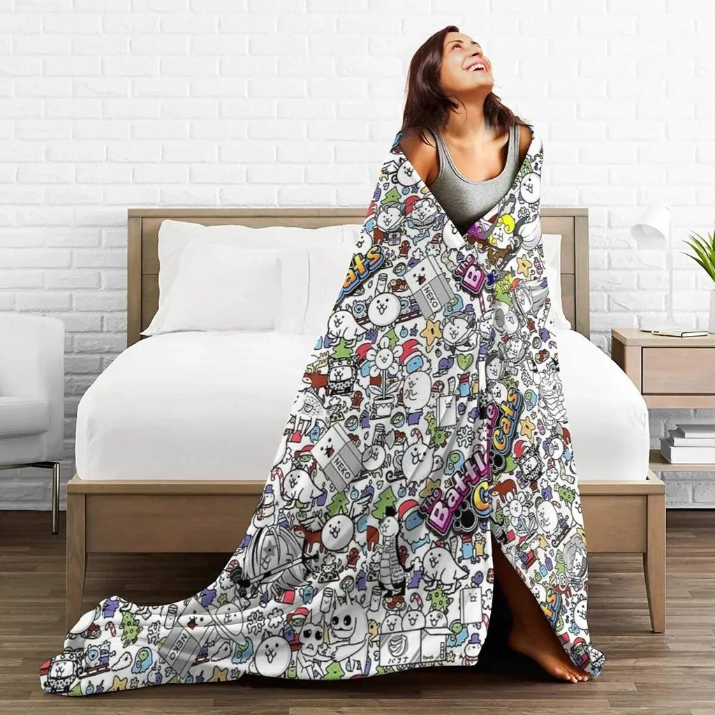Battle Cats Blankets Soft Warm Flannel Throw Blanket Cover for Bed Living Room Picnic Travel Home Sofa