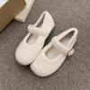 Fashion Round Toe Wool Ballet Flats Woman Concise Warm Plush Loafers Ladies Brand Design Fluffy Mary Jane Shoes In Red Grey