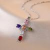 Multicolor Zircon Cross Pendant Necklace for Women Fashion Gold Color Stainless Steel Zircon Necklaces Party Jewelry Accessories
