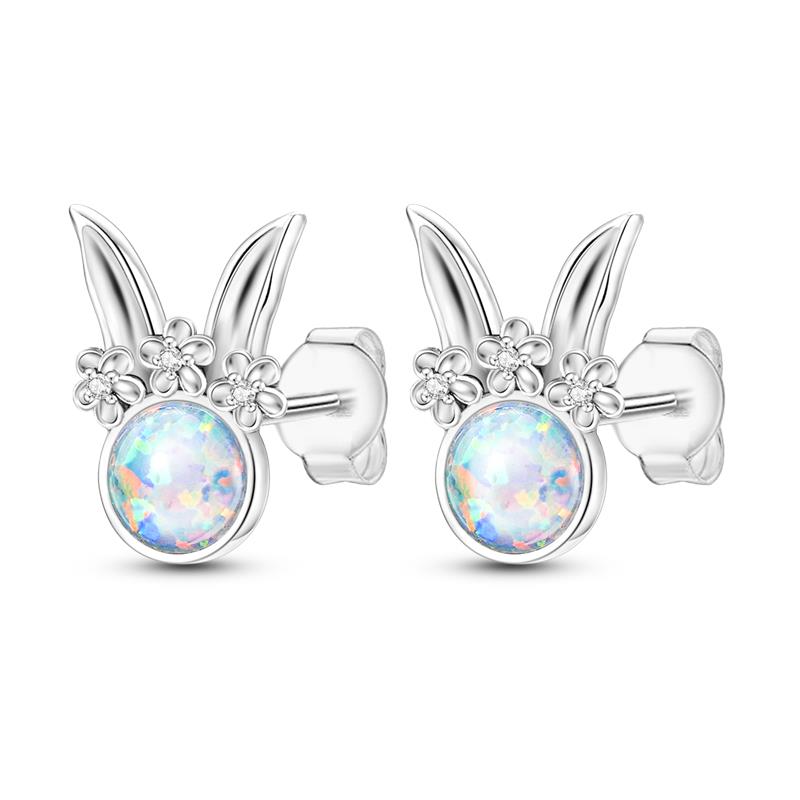 Cute Unicorn Stud Earrings Silver Plated for Little Girl Crystal Cat Mouse Elephant Heart Star Earring Gift Jewelry
