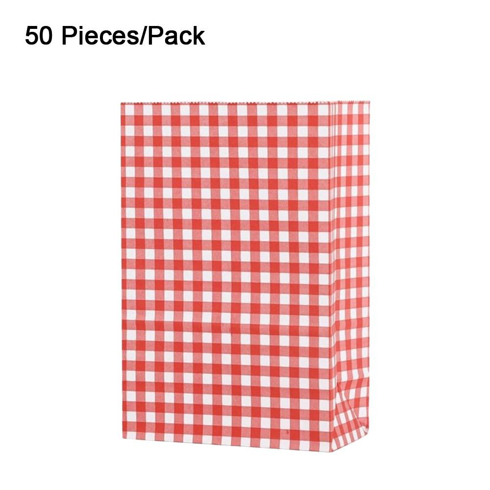Kraft Paper Gift Packaging Bags Colorful Plaid Candy Bags Checkered Gift Bags for Christmas