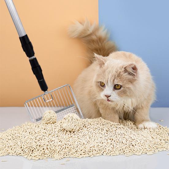 Yousheng Metal Cat Tight Scoop Длинная выдвижная ручка для кошачьего туалета Лопата для кошачьего туалета Большой совок для уборки домашних животных Глубокая лопата Совок для туалета