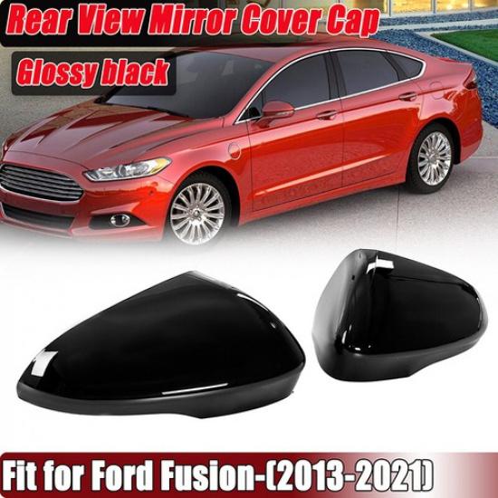 2x Glossy Black Side Rearview Mirror Cover Cap Fits Ford Fusion 2013-2018 2021