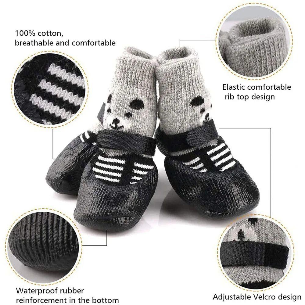 Waterproof Pet Boots Shoes Socks Anti-Slip Small Puppy Sock Shoes Cats Dogs Rubber Socks