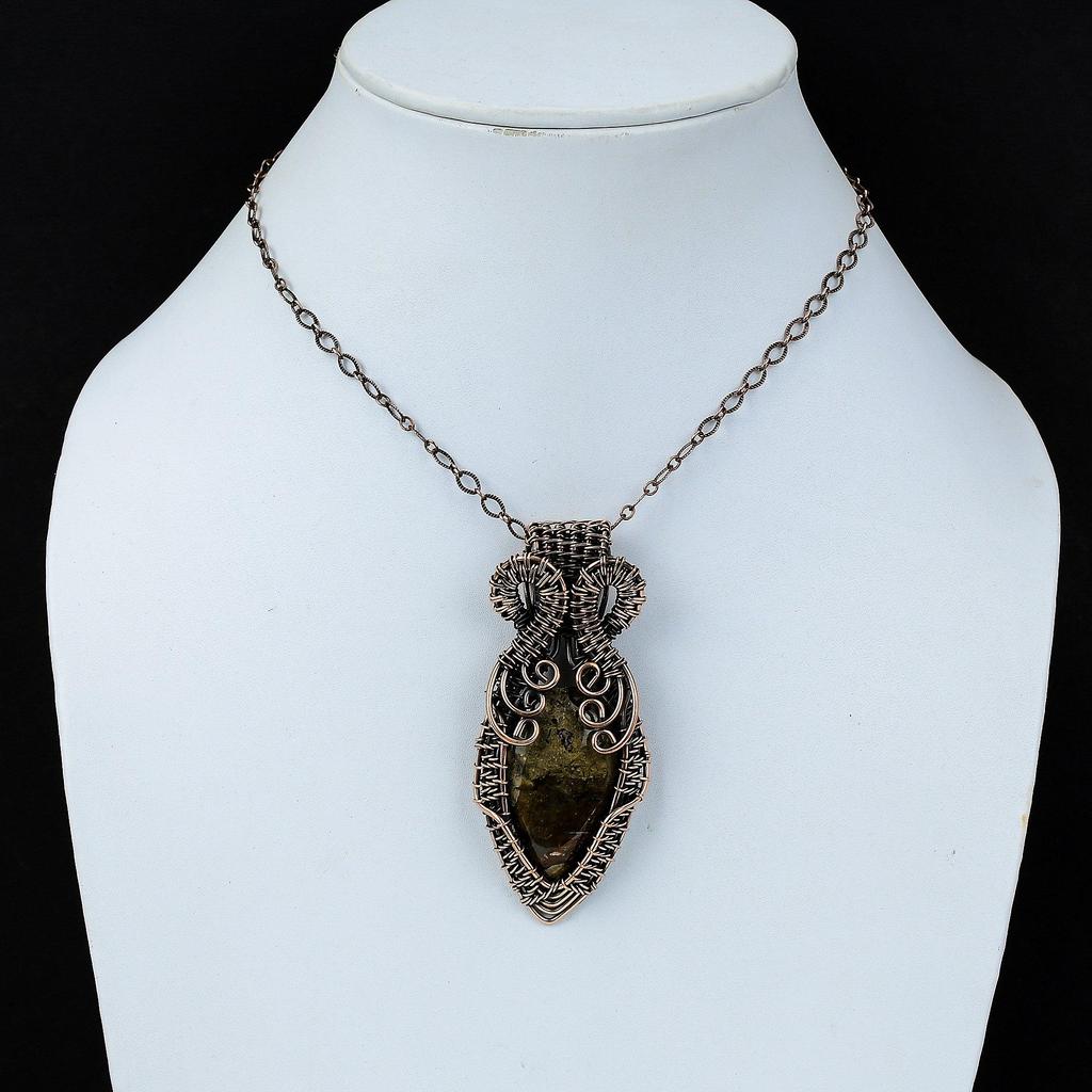 Камень-кальций, драгоценный камень, чистая медная проволока, обернутая подвеской ручной работы, ювелирные изделия