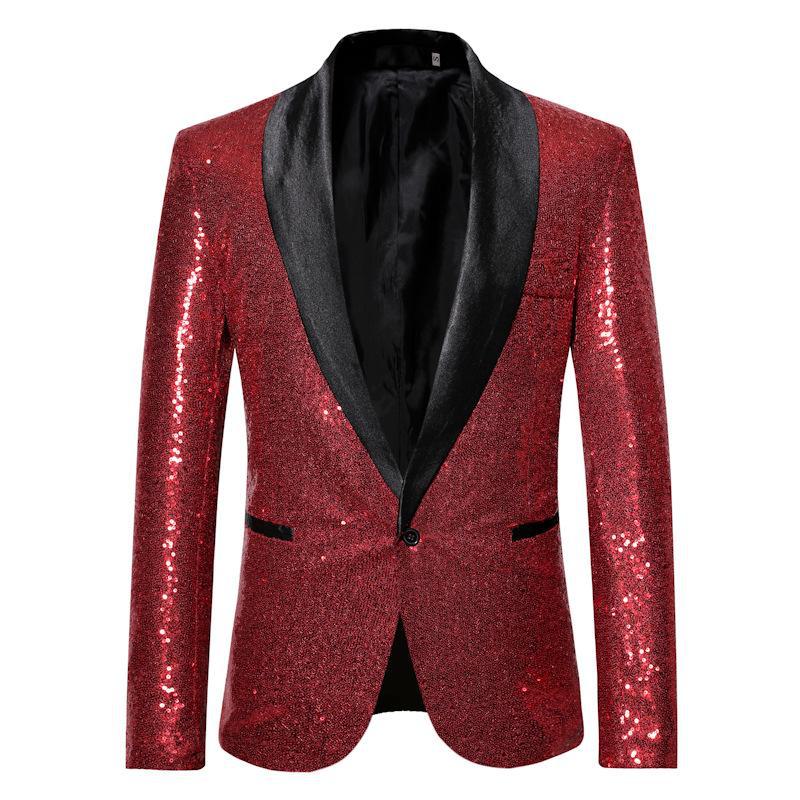 European and American Gold Sequin Suit for Performances - Men's Nightclub, Host, or Studio Jacket (European Size ZT-X35)