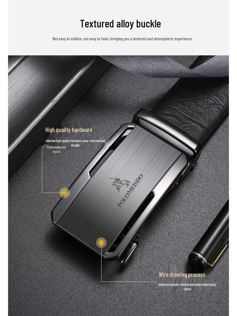 Мужской ремень Paul Messder из высококачественной натуральной кожи с автоматической пряжкой - верхний слой коровьей кожи.