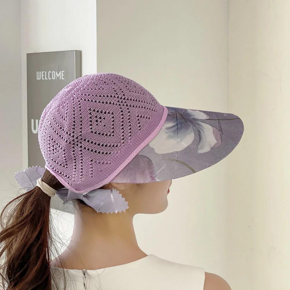 WTEMPO Summer Thin Breathable Women's Wide Brim Solid Color Sun Hats Hollow-out Elegant Casual Foldable Summer Outdoor Sunscreen Hats